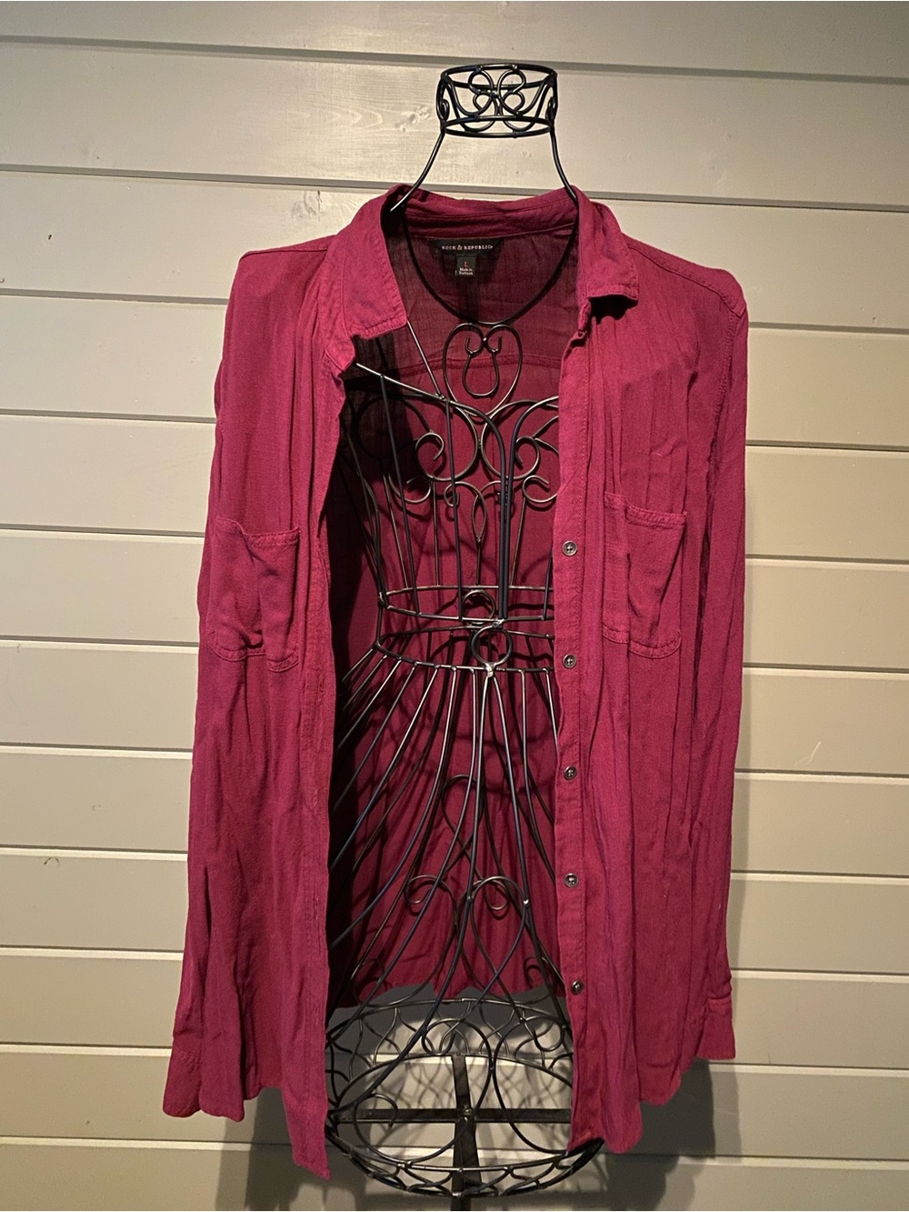Rock & Republic burgundy Button-Up soft Jean Jacket